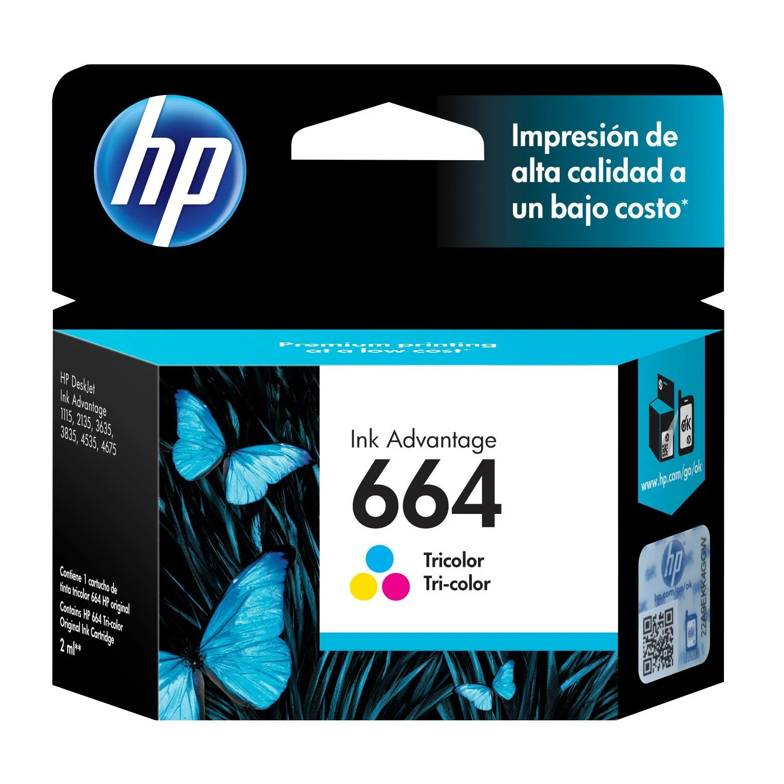 Tinta HP 664 | Tricolor | Cartucho