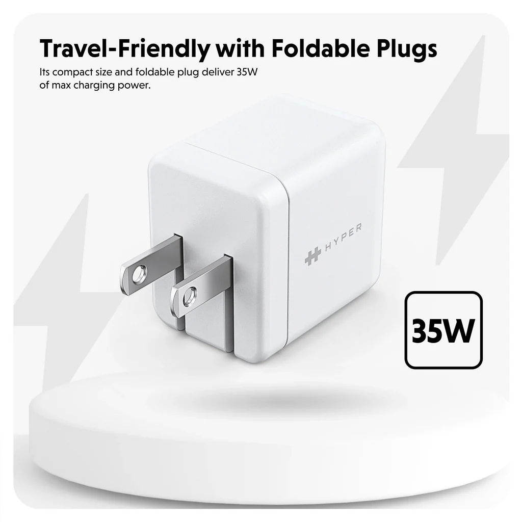 Cargador de Pared Hyper HJG35NA | 2 puertos USB-C | GaN | 35W - Image 4