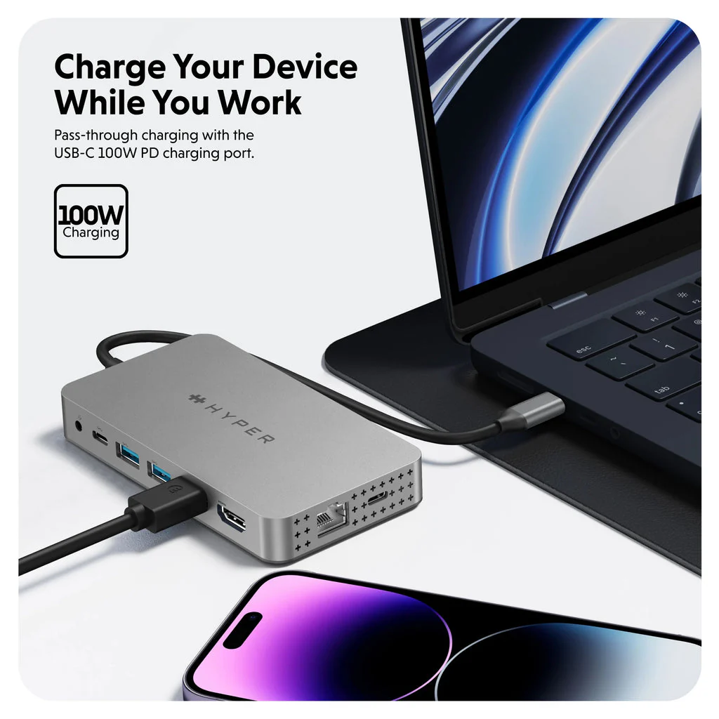 Adaptador Multipuertos Hyper HDM1H | 2 en 1 | HDMI | USB-C | USB-A | microSD | SD Ethernet | 3.5mm - Image 3