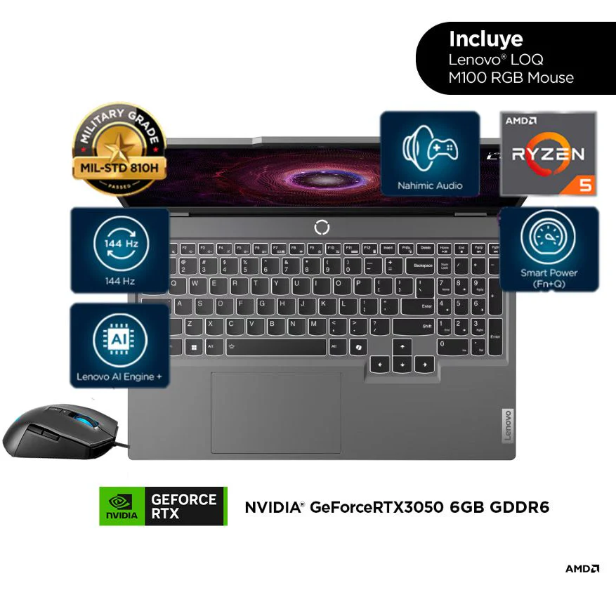 Lenovo LOQ 15ARP9 | AMD Ryzen 5 7235HS | 16GB RAM | 512GB SSD | 15.6" | GeForce RTX 3050 | Windows 11 Home - Image 2
