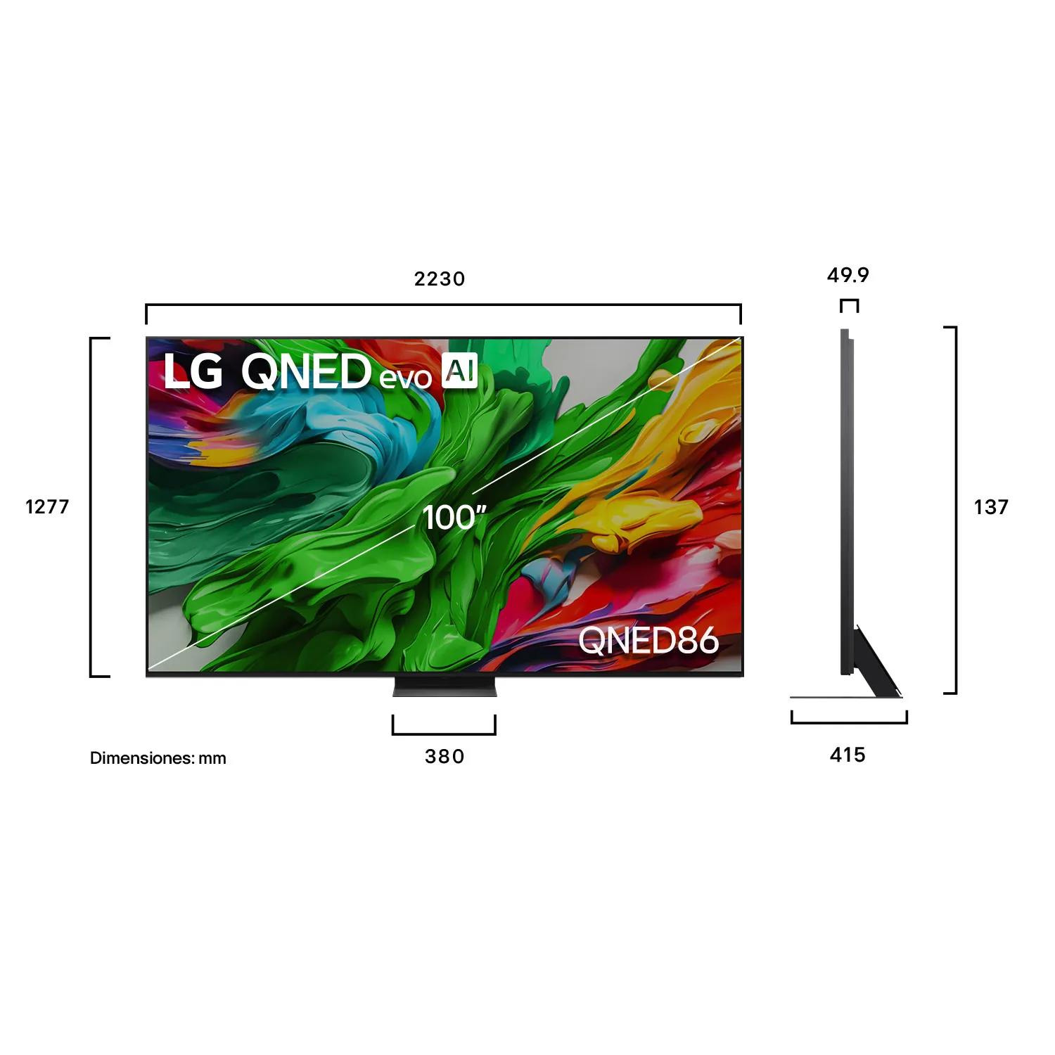 Televisor LG QNED evo AI QNED86 | webOS | 100" | 4K | HDMI | USB | Wi-Fi | Bluetooth | DVB-T - Image 2