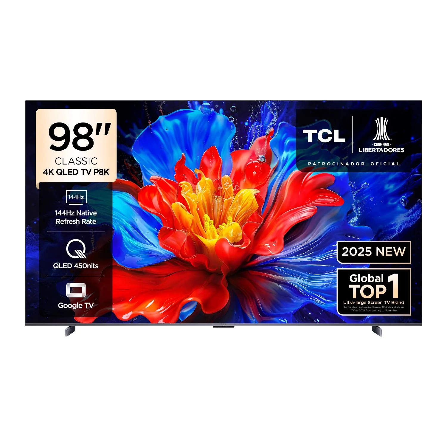 Televisor TCL QLED 98P8K | Google TV | 98" | 4K | HDMI | USB | Wi-Fi | Bluetooth