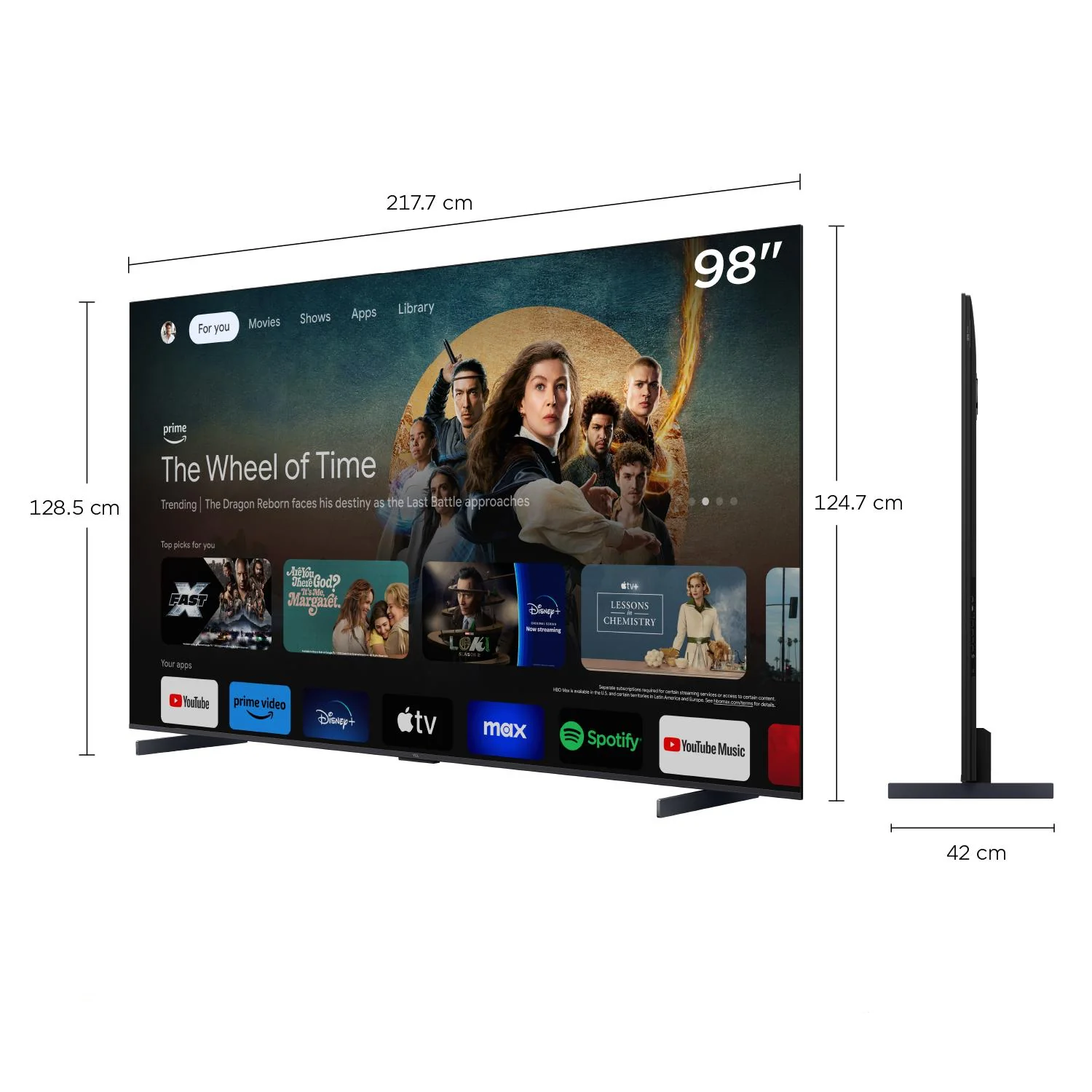 Televisor TCL QLED 98P8K | Google TV | 98" | 4K | HDMI | USB | Wi-Fi | Bluetooth - Image 2