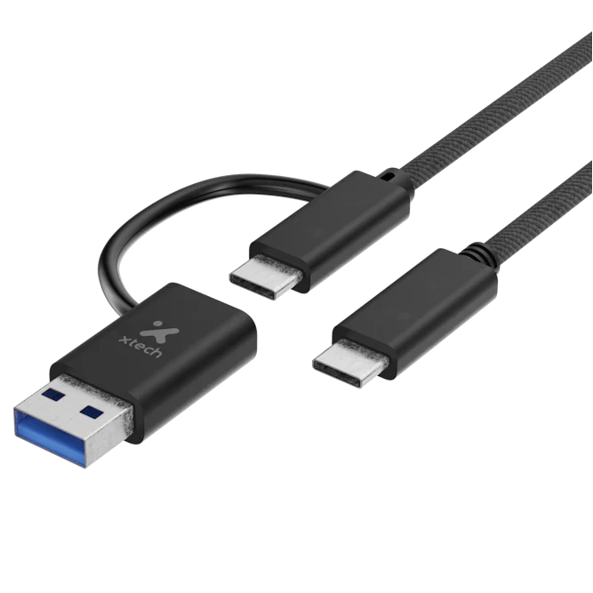 Cable XTECH XTC-532 | USB-C a USB-C | Dongle USB-A 2.0 | 1.8m